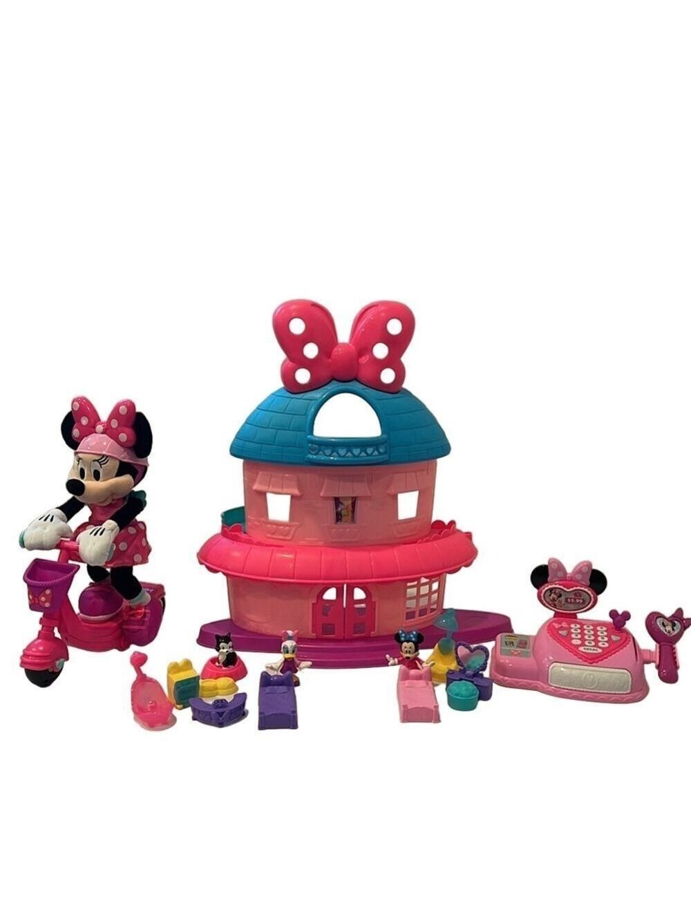 Disney Minnie Mouse Playhouse Minnie Scooter Minnie Cash Register Bundle